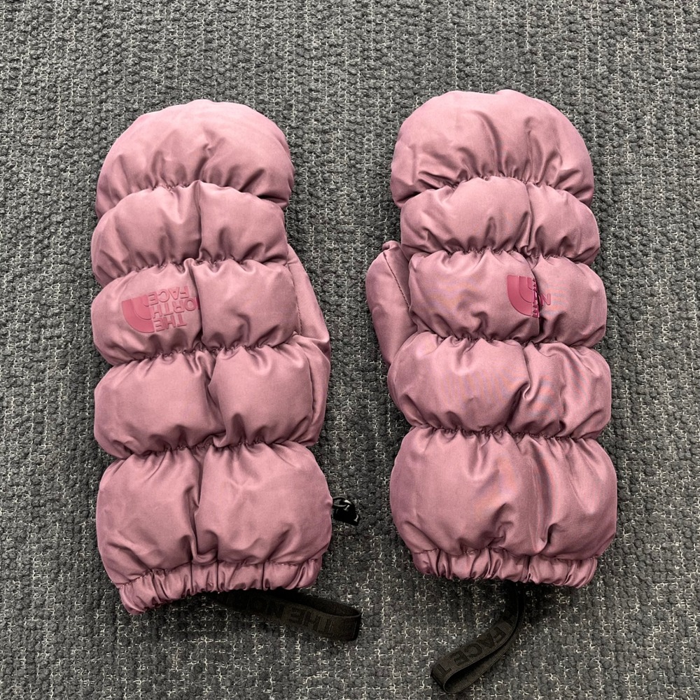 The North Face Nuptse Mittens Mauve Pink Puffer Leather Palm XL Women L Men